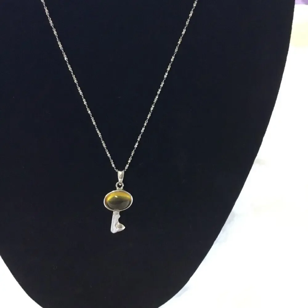 Sterling Silver Key Charm Necklace